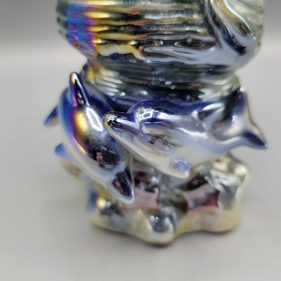 Vintage Iridescent Ceramic Vase Shell Shape Ocean Inspired Design 7.5" Tall - Picture 6 of 11